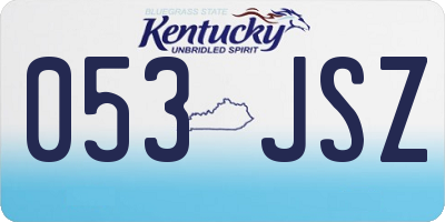 KY license plate 053JSZ