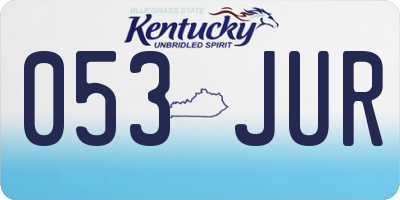 KY license plate 053JUR