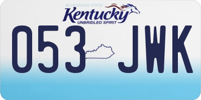 KY license plate 053JWK