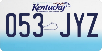 KY license plate 053JYZ