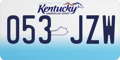 KY license plate 053JZW