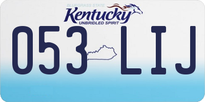 KY license plate 053LIJ