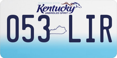 KY license plate 053LIR