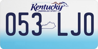 KY license plate 053LJO