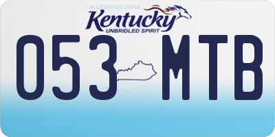 KY license plate 053MTB