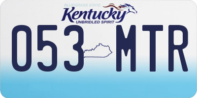 KY license plate 053MTR