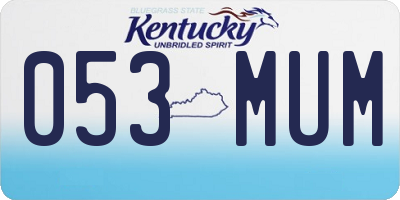 KY license plate 053MUM