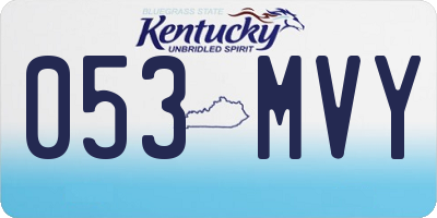 KY license plate 053MVY
