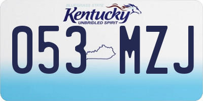 KY license plate 053MZJ