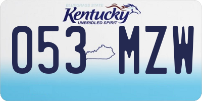 KY license plate 053MZW