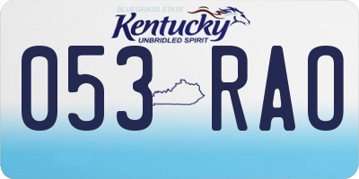 KY license plate 053RAO