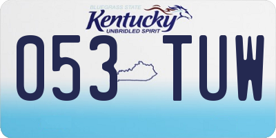 KY license plate 053TUW