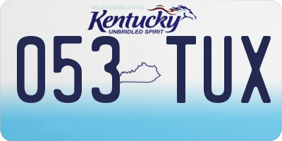 KY license plate 053TUX