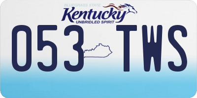 KY license plate 053TWS