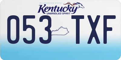 KY license plate 053TXF
