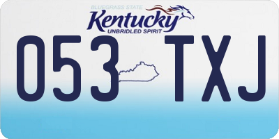 KY license plate 053TXJ