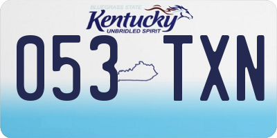 KY license plate 053TXN
