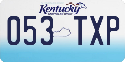 KY license plate 053TXP