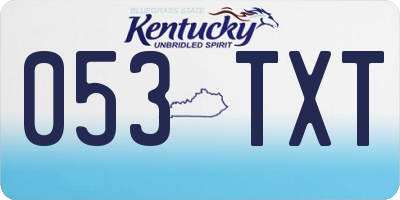 KY license plate 053TXT