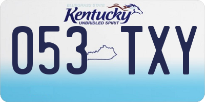 KY license plate 053TXY