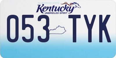 KY license plate 053TYK