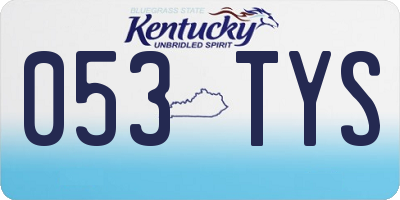 KY license plate 053TYS