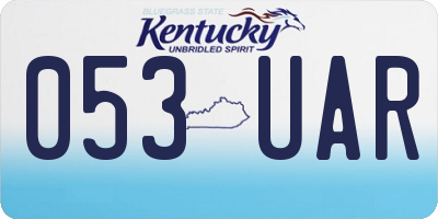 KY license plate 053UAR