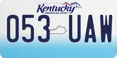 KY license plate 053UAW