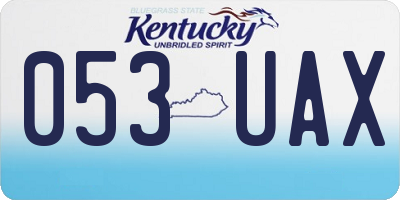 KY license plate 053UAX