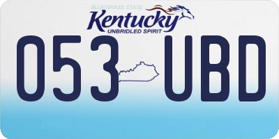 KY license plate 053UBD