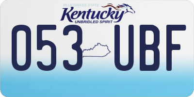 KY license plate 053UBF