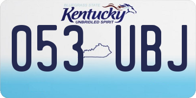 KY license plate 053UBJ