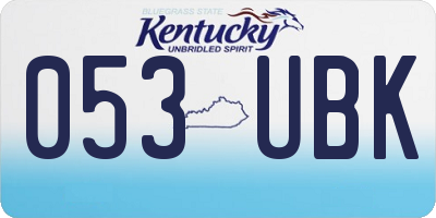 KY license plate 053UBK