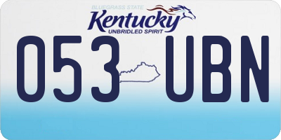 KY license plate 053UBN