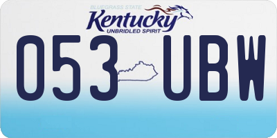 KY license plate 053UBW