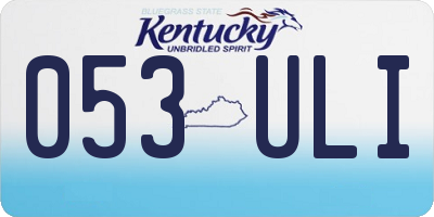 KY license plate 053ULI