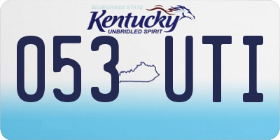 KY license plate 053UTI