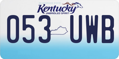 KY license plate 053UWB