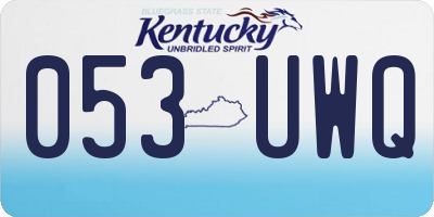 KY license plate 053UWQ