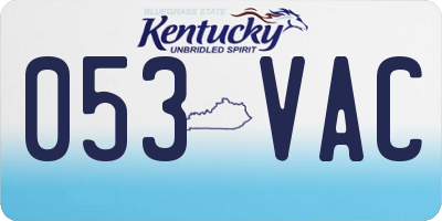 KY license plate 053VAC
