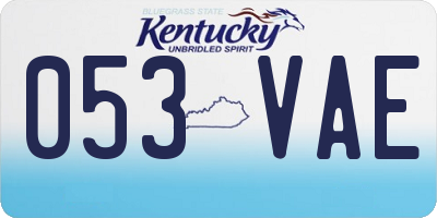 KY license plate 053VAE
