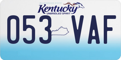 KY license plate 053VAF