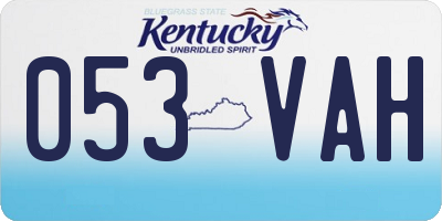 KY license plate 053VAH