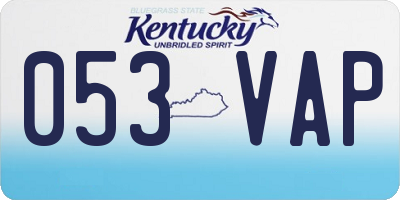 KY license plate 053VAP