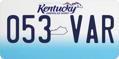 KY license plate 053VAR