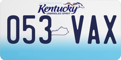 KY license plate 053VAX