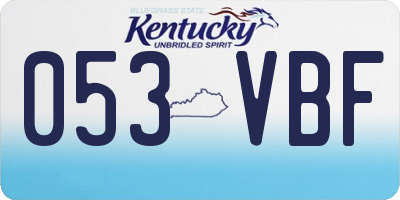 KY license plate 053VBF