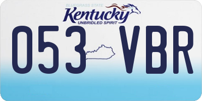 KY license plate 053VBR