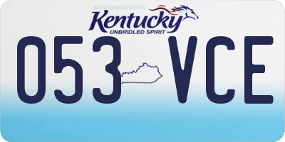KY license plate 053VCE