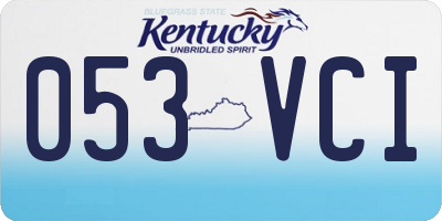 KY license plate 053VCI